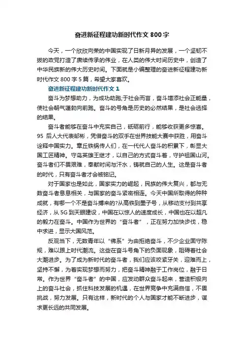 奋进新征程建功新时代作文800字