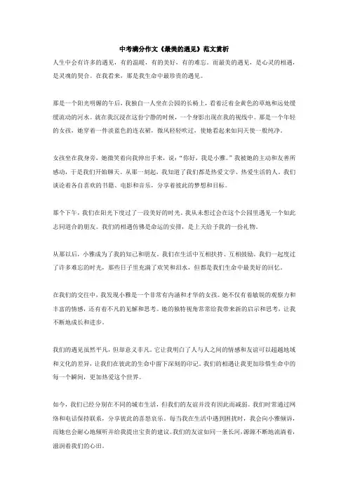中考满分作文《最美的遇见》范文赏析