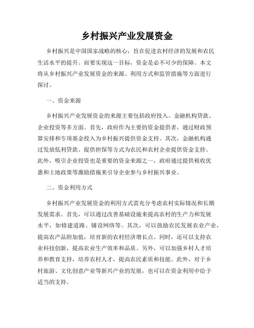 乡村振兴产业发展资金