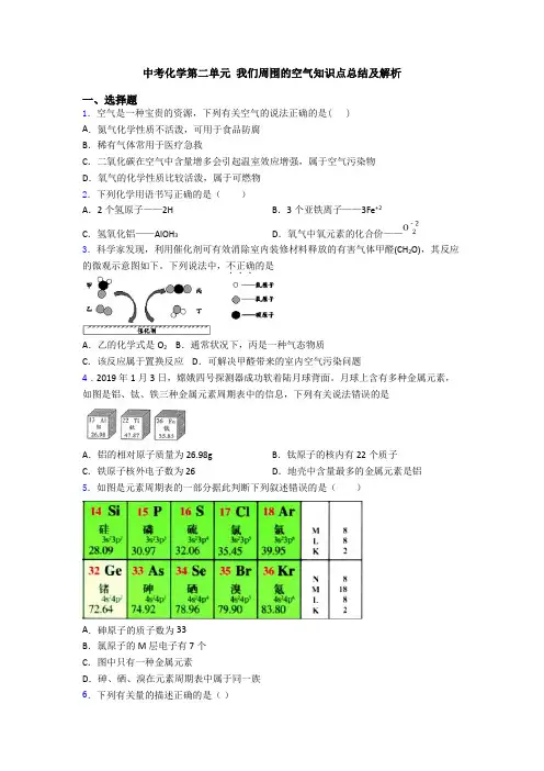 中考化学第二单元 我们周围的空气知识点总结及解析