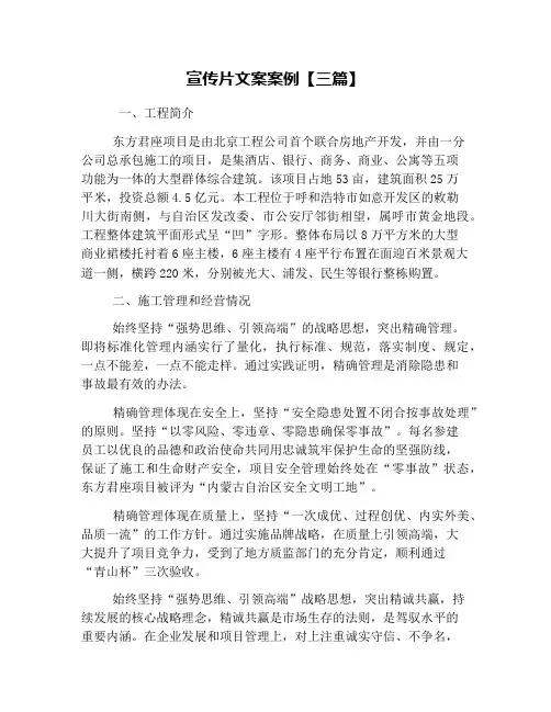 宣传片文案案例【三篇】