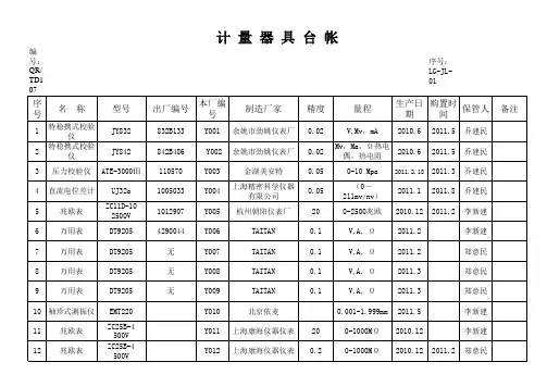 计量器具台账
