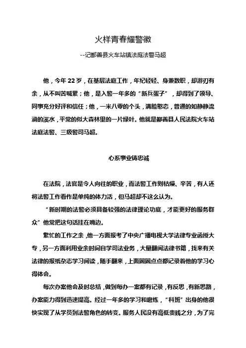 火样青春耀警徽(法警事迹材料)