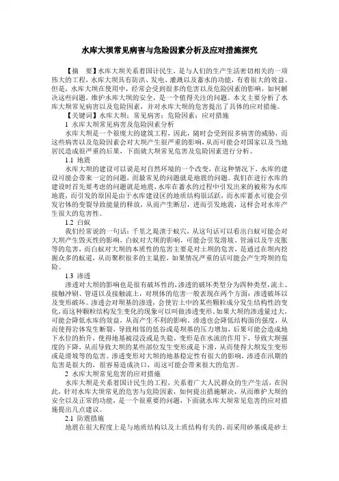 水库大坝常见病害与危险因素分析及应对措施探究