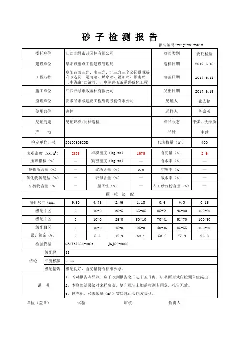 砂子检测报告