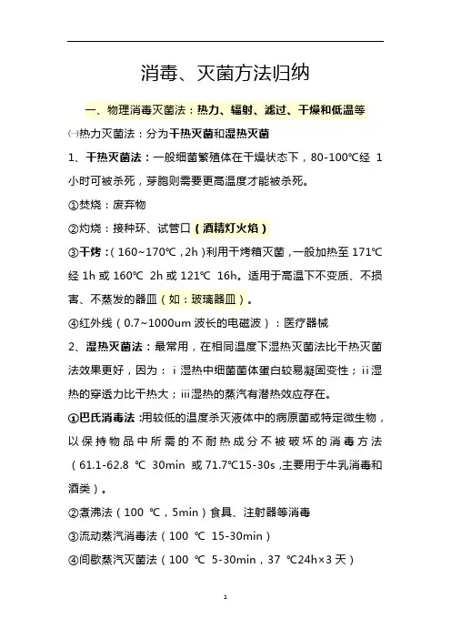 高中生物 消毒、灭菌方法归纳