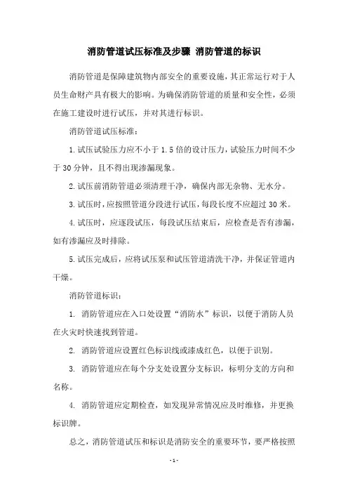 消防管道试压标准及步骤 消防管道的标识