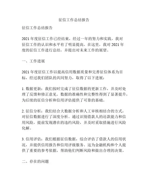 征信工作总结报告