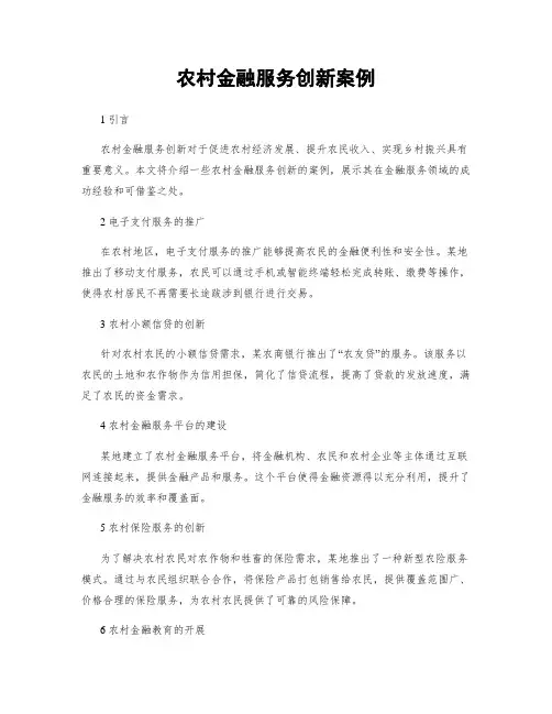 农村金融服务创新案例