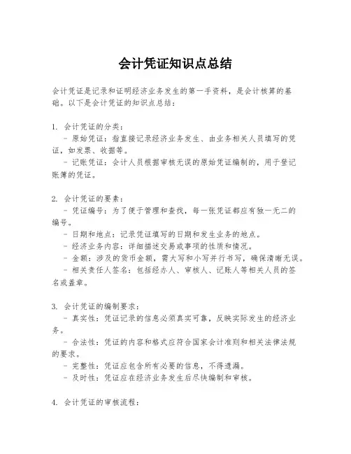 会计凭证知识点总结
