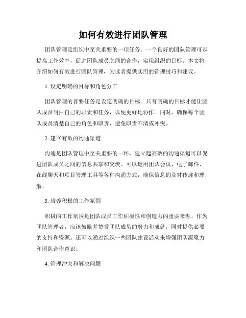如何有效进行团队管理