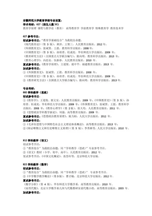 【安徽】安徽师范大学(627教育学)
