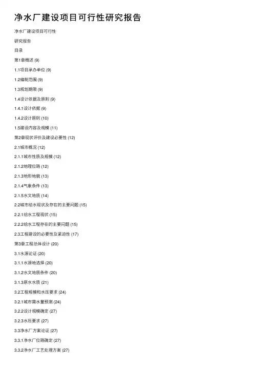 净水厂建设项目可行性研究报告