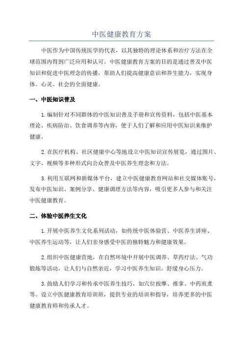 中医健康教育方案