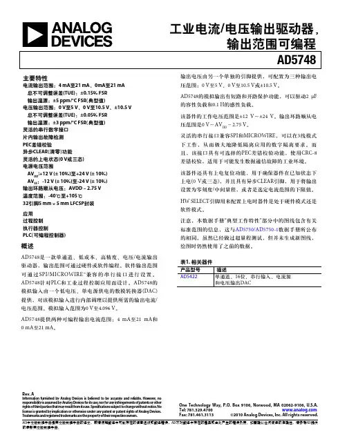 工业电流电压输出驱动器,输出范围可编程