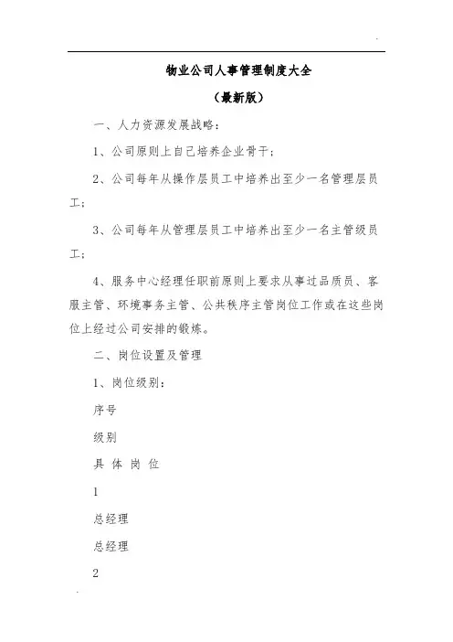 物业公司人事管理制度大全