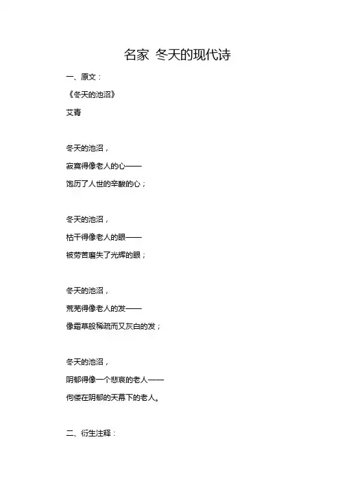 名家 冬天的现代诗