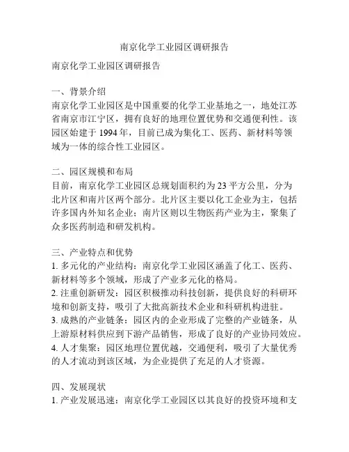 南京化学工业园区调研报告