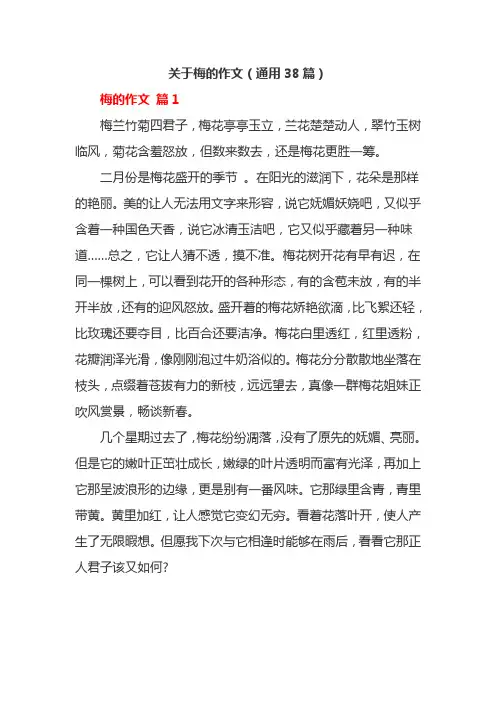 关于梅的作文(通用38篇)