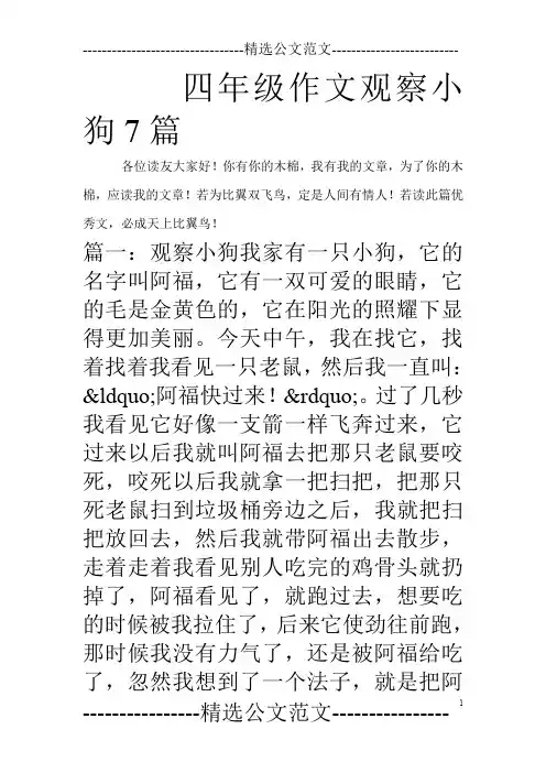 四年级作文观察小狗7篇
