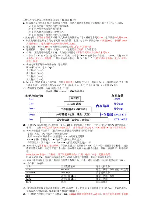 江苏省计算机二级整理知识点