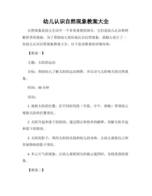 幼儿认识自然现象教案大全