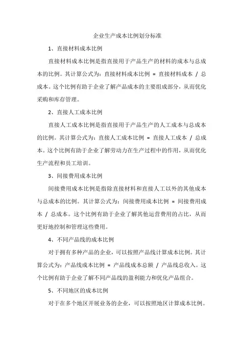 企业生产成本比例划分标准