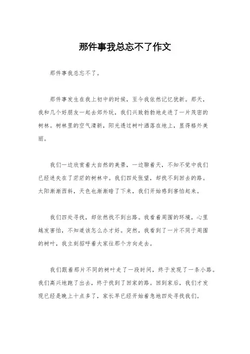 那件事我总忘不了作文