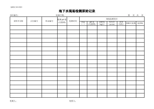 12地下水现场检测原始记录