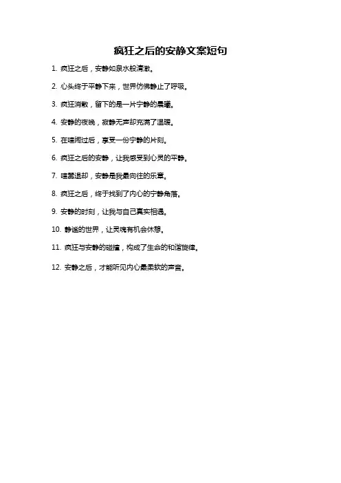 疯狂之后的安静文案短句