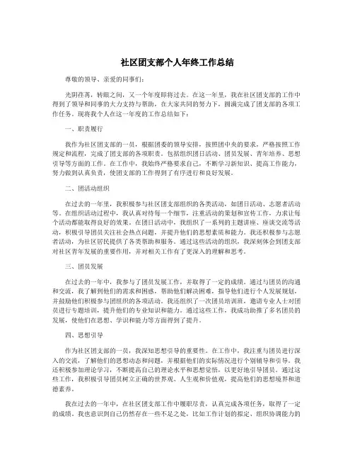 社区团支部个人年终工作总结