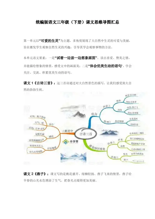统编版语文三年级(下册)课文思维导图汇总