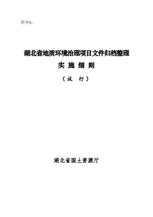湖北省地质环境治理项目文件归档整理实施细则(试行)