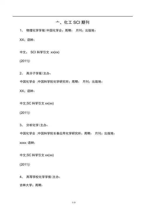 (李长民整理)化工EI期刊