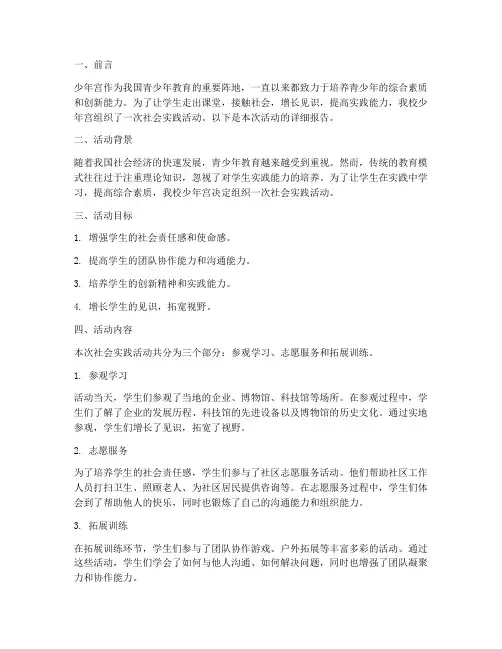少年宫社会实践活动报告