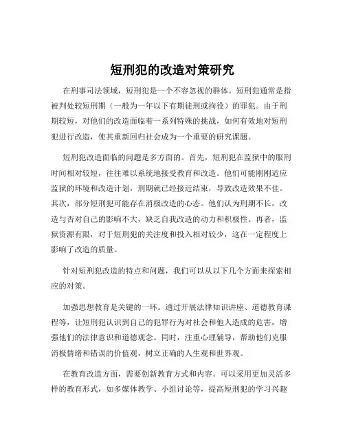 短刑犯的改造对策研究