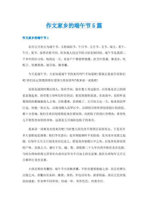 作文家乡的端午节5篇