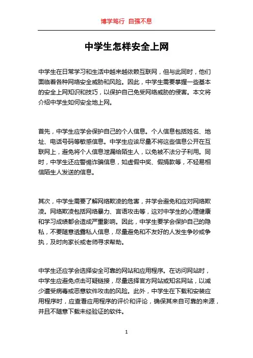 中学生怎样安全上网