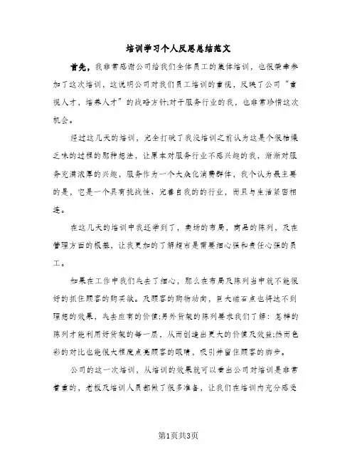 培训学习个人反思总结范文（2篇）