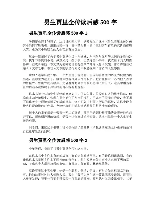男生贾里全传读后感500字