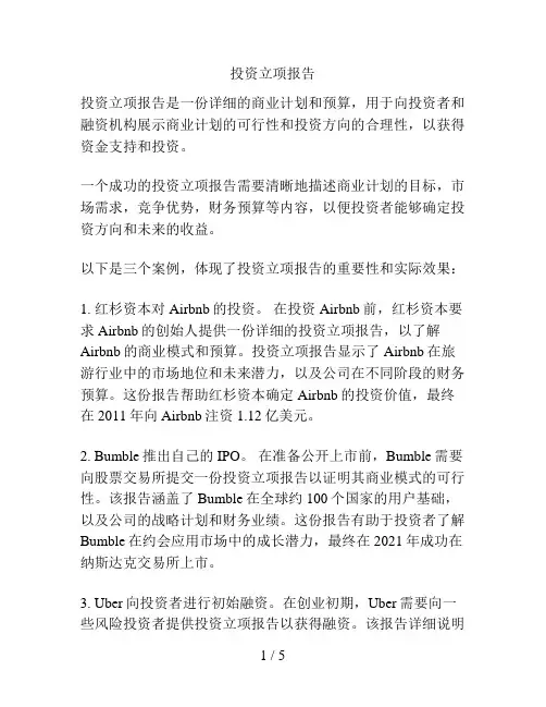投资立项报告