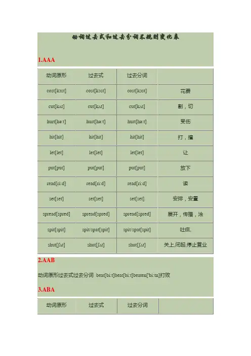 动词过去式和过去分词不规则变化表 2