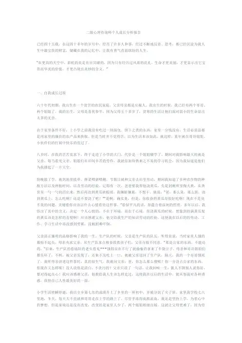 二级心理咨询师个人成长分析报告