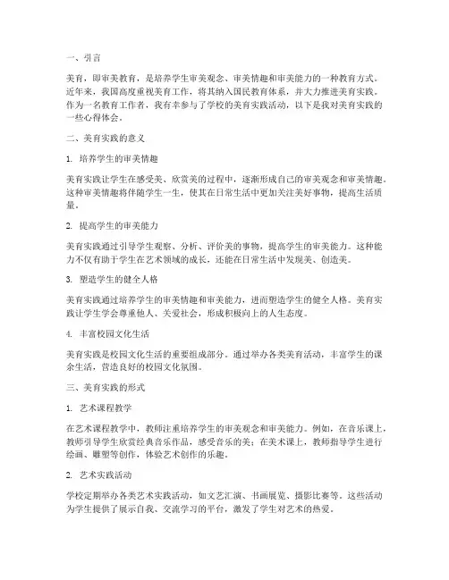 美育实践的心得体会范文