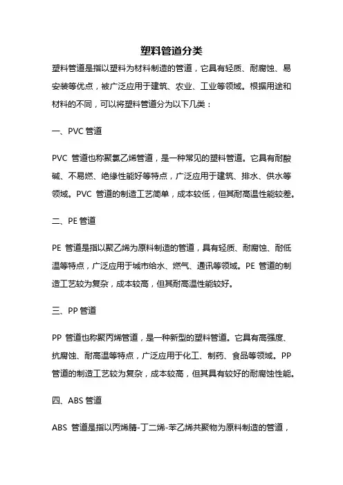 塑料管道分类