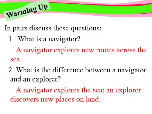 高中英语 Unit2Sailing the oceans-Textbook课件 新人教选修9  公开课精品课件