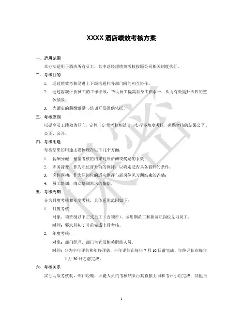 星级酒店绩效考核方案