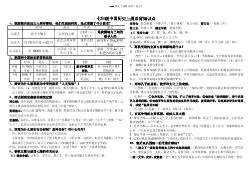 七年级中国历史上册必背知识点