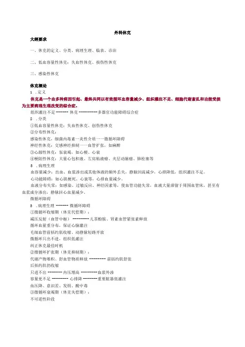 外科主治医师考试-外科学基础知识讲义03外科休克
