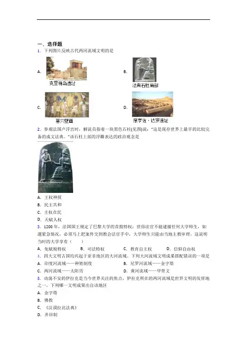 中考九年级历史上第一单元古代亚非文明试题带答案